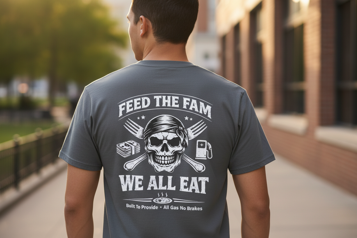 We All Eat "Feed the Fam" Skull T-Shirt