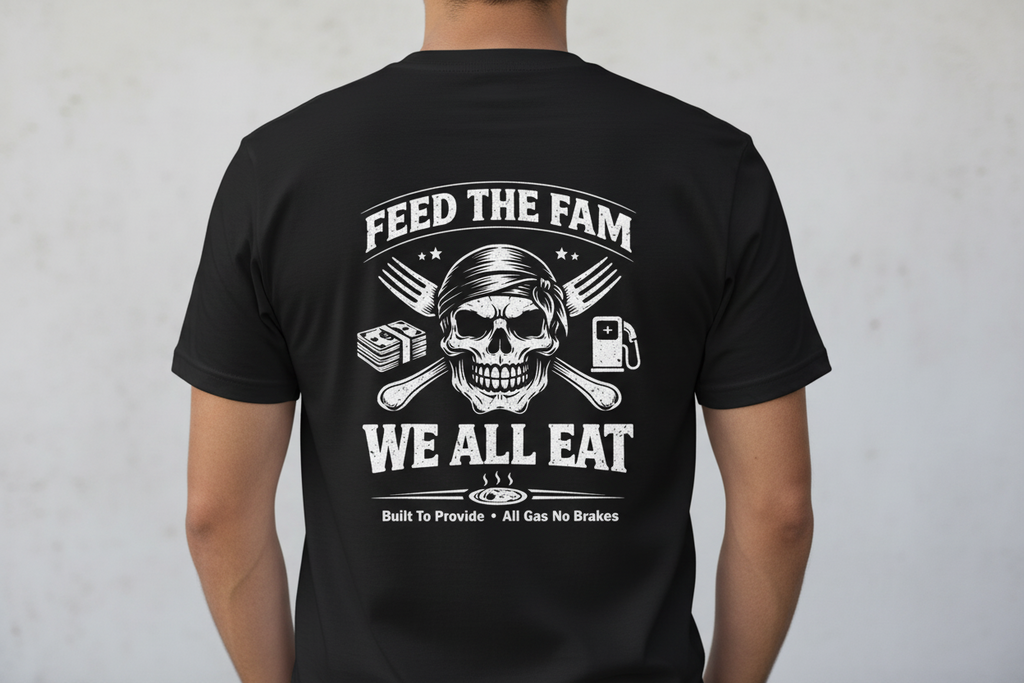 We All Eat "Feed the Fam" Skull T-Shirt