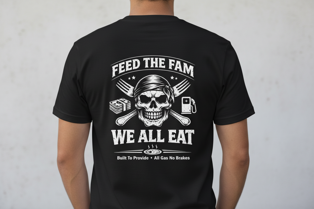 We All Eat "Feed the Fam" Skull T-Shirt