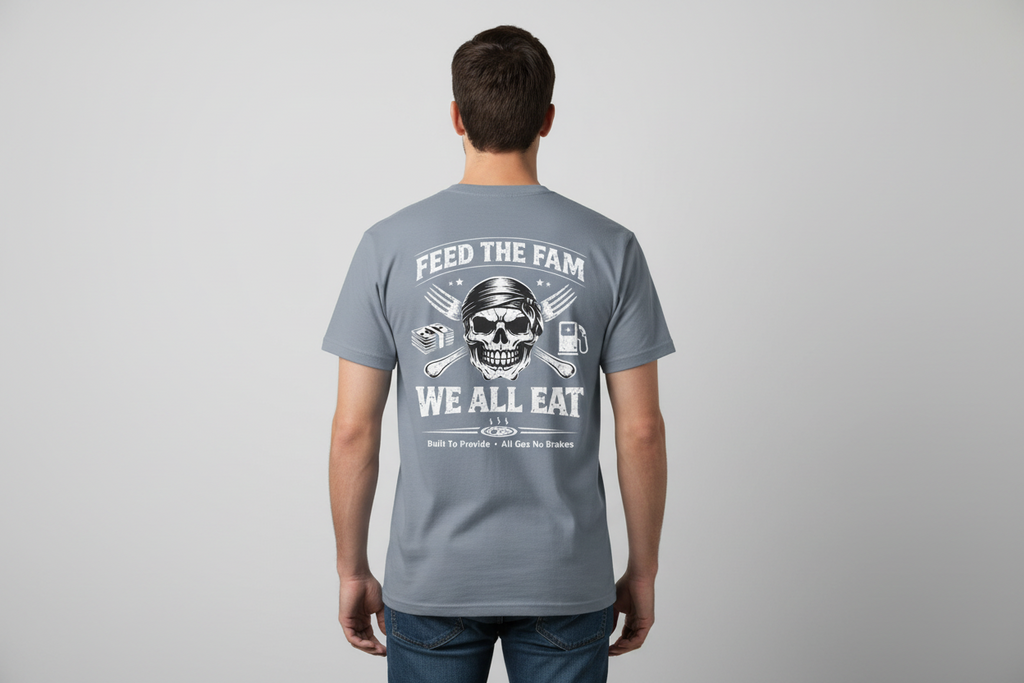 We All Eat "Feed the Fam" Skull T-Shirt