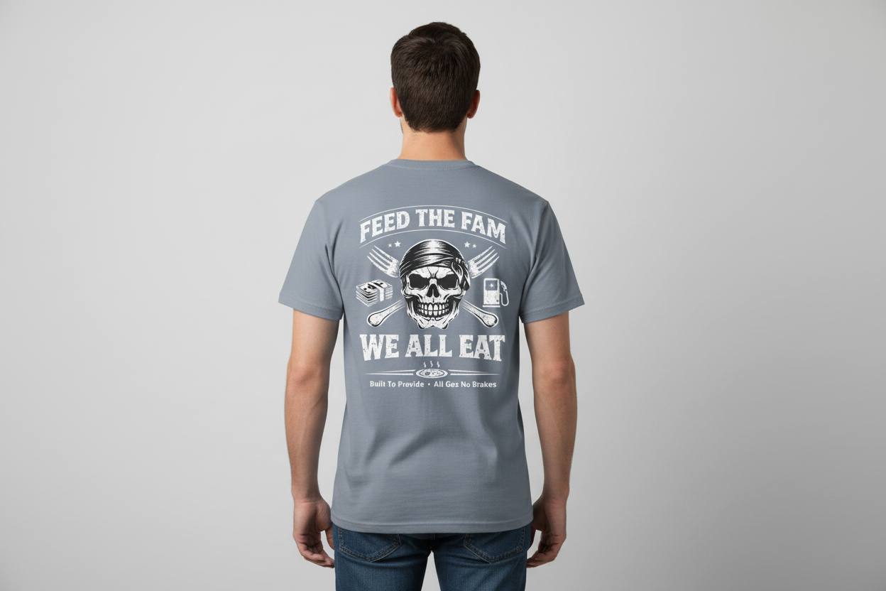 We All Eat "Feed the Fam" Skull T-Shirt
